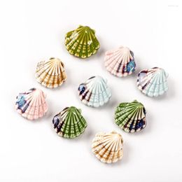 Charms 30#5pcs Beautiful Colourful Scallop Ceramic Pendant Two Side Porcelain Jewellery Part For Necklace #MY206