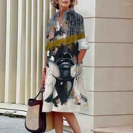 Casual Dresses 2024 Fashion Art Clothing Show Women's Boutique Half Sleeve Shirt Elegant Lapel Pocket Women Autumn