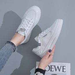 Women White Top Sneakers Autumn Lace Up Thick Bottom Casual Flats Anti-slip Outdoor Walking Sports Board Shoes Fashion Sapatos Femininos