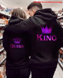 Sweatshirts Women Hoodies King Queen Printed Sweatshirt Lovers Couples Hoodie Fashion Hooded Sweatshirt Matching Casual Pullovers Tracksuits