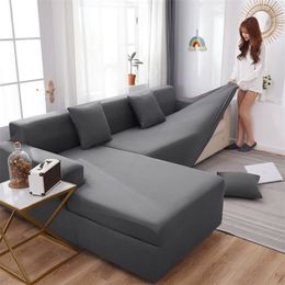 Gray leather Sofa Cover Set Stretch Elastic Sofa Covers for Living Room Couch Covers Sectional Corner L Shape Furniture Covers LJ2356w