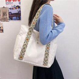 Evening Bags Casual Solid Sewing Thread Shoulder Large Capacity For Women Interior Zipper Pocket Canvas Women's Handbags