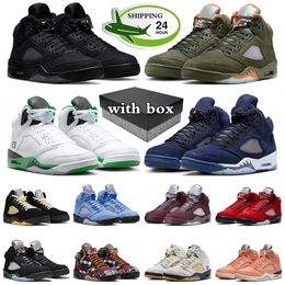 Con Box jumpman 5 5s scarpe da basket da uomo sneakers Black Cat Olive Lucky Green Midnight Navy Dusk Racer Blue j5 scarpe da ginnastica da uomo sportive