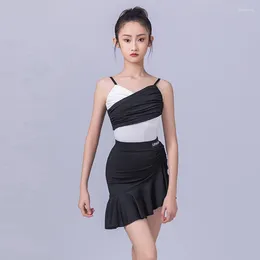 Stage Wear Girls Latin Dance Clothes Sleeveless Bodysuit Skirt Rumba Samba Performance Children Salsa ChaCha Practise Suit YS5341