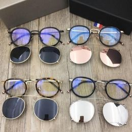 New 710 Eyeglasses Frame Men Clip on Sunglasses Frames With Polarised Lens Brown e710 Optical Glasses with origi box1763