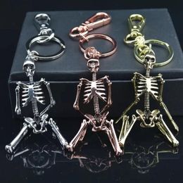 Keychains Gwwfs Skull Skeleton Pendant Key Chain Men Women Bag Charm Ring Car Keychain Keyrings Chaveiro Gift258V