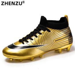 ZHENZU Men Professional Football Boots Kids Boys Shoes TF AG Golden Soccer Cleats Sport Sneakers size 3044 240228
