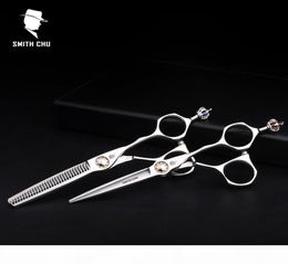 Smith Chu Crown High Quality XL156 6 Inch 440C Stainless Professional Salon Barbers Thinning Scissors Hairdress Scissors Sets5049907