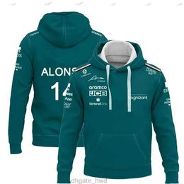 2024 New Spring and Autumn F1 Team Alonso 14 Stroll 18 3D Printed Mens Road Hoodie Womens and Childrens Street Zip Sweatshirt