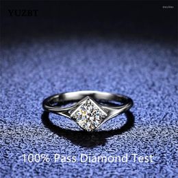 Cluster Rings YUZBT Sterling Silver 0 5 Lab Created D Color Diamond Moissanite Ring White Gold Plated Square Shape Girls Jewelry254A