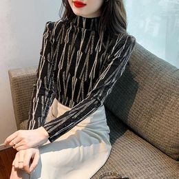 Women's Blouses Autumn Fashion Foreigner High Neck Bottom Shirt For Women Spring And 2024 Slim Fit Long Sleeve T-shirt Style