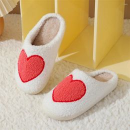 Walking Shoes Women Fuzzy Indoor Slippers Non Slip Love Plush Closed Toe Comfortable Slip-on House Breathable For Winter