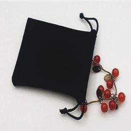 Velvet black Pure Colour Bags woman vintage drawstring bag for Gift diy handmade Jewellery Packaging Bag2634