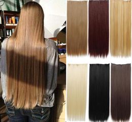 Lisi Girl Synthetic 32quot Hairpiece 140g Straight 5 Clips In False Styling Hair Clip Extensions Heat Resistant53514586953942