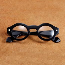 Vazrobe Vintage Eyeglasses Frame Male Round Glasses Men Steampunk Fashion Eyewear Reading Spectacles Black Thick Rim Sunglasses Fr2628