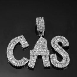 Hip Hop Jewellery Bread Diamond Pendant Necklace Custom Name Iced Out Chains Cubic Zirconia Copper Set With Diamonds Plating Lette247i