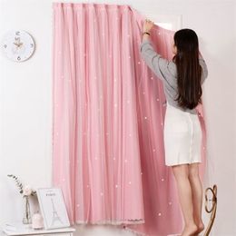 Mcao Punch Curtain Blackout Window Home Bedroom Living Room Star Decoration Accessories Shading Blind Drapes TJ1620 210903316W