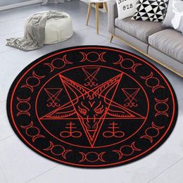 Carpets Sigil Of Baphomet And Lucifer Premium Round Rug Personalized Housewarming Gift Family Welcome Mat Funny313z