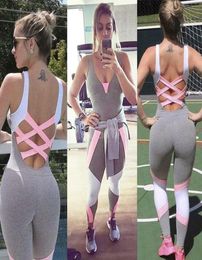 3200 S M L XL New Women039s Yoga Pants Sportwear Jumpsuit Set Gym Workout Running Fitness Legging Tracksuits8935407