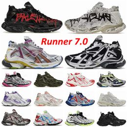 Mens Women Track Runners 7.0 Casual Shoes Luxury Trainers Graffiti White Black Blue Red Orange Fuchsia Pink Transmit Sense Tracks Runner Sports Platform Sneakers