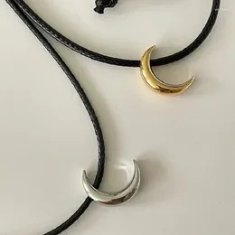 Pendant Necklaces Personality Braided Rope Metal Moon Rose Necklace For Women Girl Trendy Retro Y2K Jewellery Gift 2024 Choker