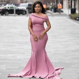 African Satin Bridesmaid Dresses Dusty Pink Mermaid Spring Summer Countryside Garden Formal Wedding Party Gowns Plus Size Custom M291t