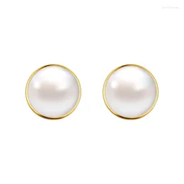 Stud Earrings Retro White Red Semicircle Simulated Pearl Golden Edge Alloy For Women Jewelry Accessories