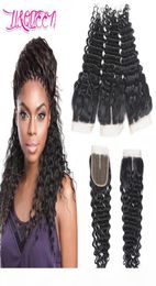 Mongolian Deep Wave Human Hair 4x4 Lace Closure Unprocessed Hair Extensions Natural Colour Top Lace Closure Deep Wave Curly Virgin 7830245