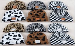 Fashion Letter Knitted Hats Winter Beanies Unisex Leopard Cow Printed Skull Caps Designer Bonnet Trendy Label Crochet Hat Knitting5767877