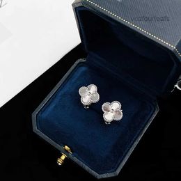 Van Four Leaf Clover Earrings Cleef S925 sterling silver love clover designer stud earrings for women luxury brand cute flower OL engagement elegant charm ear rings e