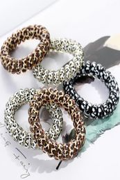 Women Girl Telephone Wire Cord Gum Coil Hair Ties Girls Elastic Hair Bands Ring Rope Leopard Print Bracelet Stretchy1030193