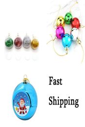 Custom Christmas Hanging Bauble Blank 8cm Sublimation Plastic Transparent Ball with Floc Xmas Tree Ornament5552923