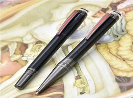 Luxury Flat crystal series rare Black and Grey resin roller ball pen with PVDplated brushed surfaces clip brand writing Ballpoint6135124