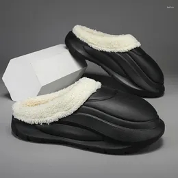 Slippers Casual Shoes For Men Winter Thick Bottom Slip-on Comfortable Soft Wear-Resistant Non-slip Plus Velvet Model Keep Warm