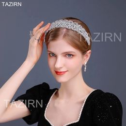 Cubic Zirconia Wedding Bride Headband Sweet 16 Princess CZ Tiaras and Crowns for Women Prom Party Hair Jewellery Accessories 240301