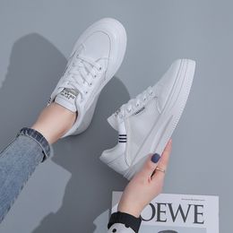 Women White Top Quality Sneakers Autumn Lace Up Thick Bottom Casual Flats Anti-slip Outdoor Walking Sports Board Shoes Sapatos Femininos