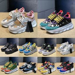 Women Mens Chain Reaction Designer Casual Shoes Oversized Platform Sneakers Italy Brand White Black Pony Leopard Purple Pink Loafers Rubber Plate-forme Trainers