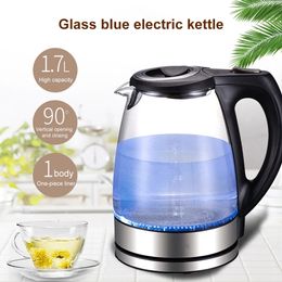 1.7L 220V Electric Kettle Stainless Steel Glass Health Preserving Pot Electric Water Heater with Blue Led Light Kitchen Tools 240228