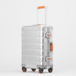20 24 Inch Retro All Aluminum Magnesium Alloy Luggage Spinner Carry On Boarding Business Trolley Suitcase Fashion Valise Suitcases2358