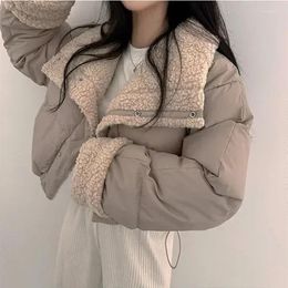 Women's Trench Coats Autumn Winter Parkas Women Fashion Thick Warm Stand Collar Lamb Wool Padded Jackets