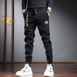 Pants Men's Casual Pants Fashion Geometry Lines Regular Fit Drawstring Joggers Trousers Male Black Khaki