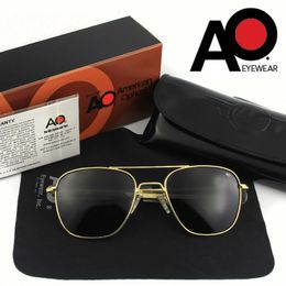 Top Quality Polarised Sunglasses American Army Military Pilot AO Sun Glasses Men Brand Designer Driving Male OP55 OP57 240228