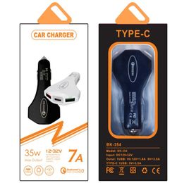 3 Ports Quick Charging Car Chargers 7A 35W Type c Hammer Safety QC30 Fast Car Charger For Samsung S22 S21 S20 PC MP3 Android iPho6387652