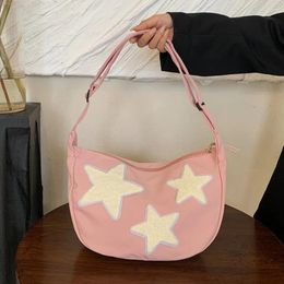 Evening Bags Women Canvas Messenger Bag Versatile Star Shoulder Adjustable Strap Y2k Hobo Pentagram Satchel Slouchy Travel