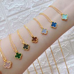 Top Grade Classic 9mm mini Clover Designer Necklaces for Women 18K gold VAN Brand Luxury Four Leaves Pendant Necklace Short Moissanite Chain Choker Jewelry