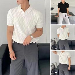 Men's T Shirts Men Short Sleeve Shirt Summer V-neck Knit Top With Sleeves Loose Fit Unique Texture Breathable Pullover For A