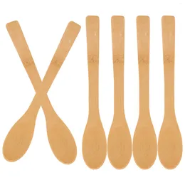 Spoons 6 Pcs Bamboo Honey Spoon Soup Kitchen Stirring Coffee Mixing For Home Long Handle Dessert