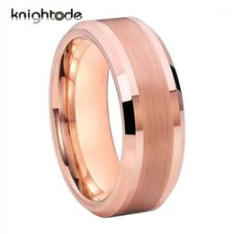 High Quality Rose Gold Tungsten Wedding Band For Men Women Engaged Tungsten Carbide Ring Brushed Centre Polished Bevel Edges1210O