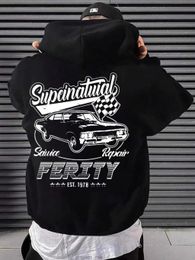 Super Car Ferity Print Men Hoody O-Neck All Match Loose Comfortable Sweatshirt Fashion Fleece Basic Hoodie Autumn Pocket Clothes