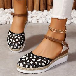 Sandals Large Size Shallow Cut Back Wedge Heel Lightweight Buckle Shoes Thick Soled Women'S Summer 2024